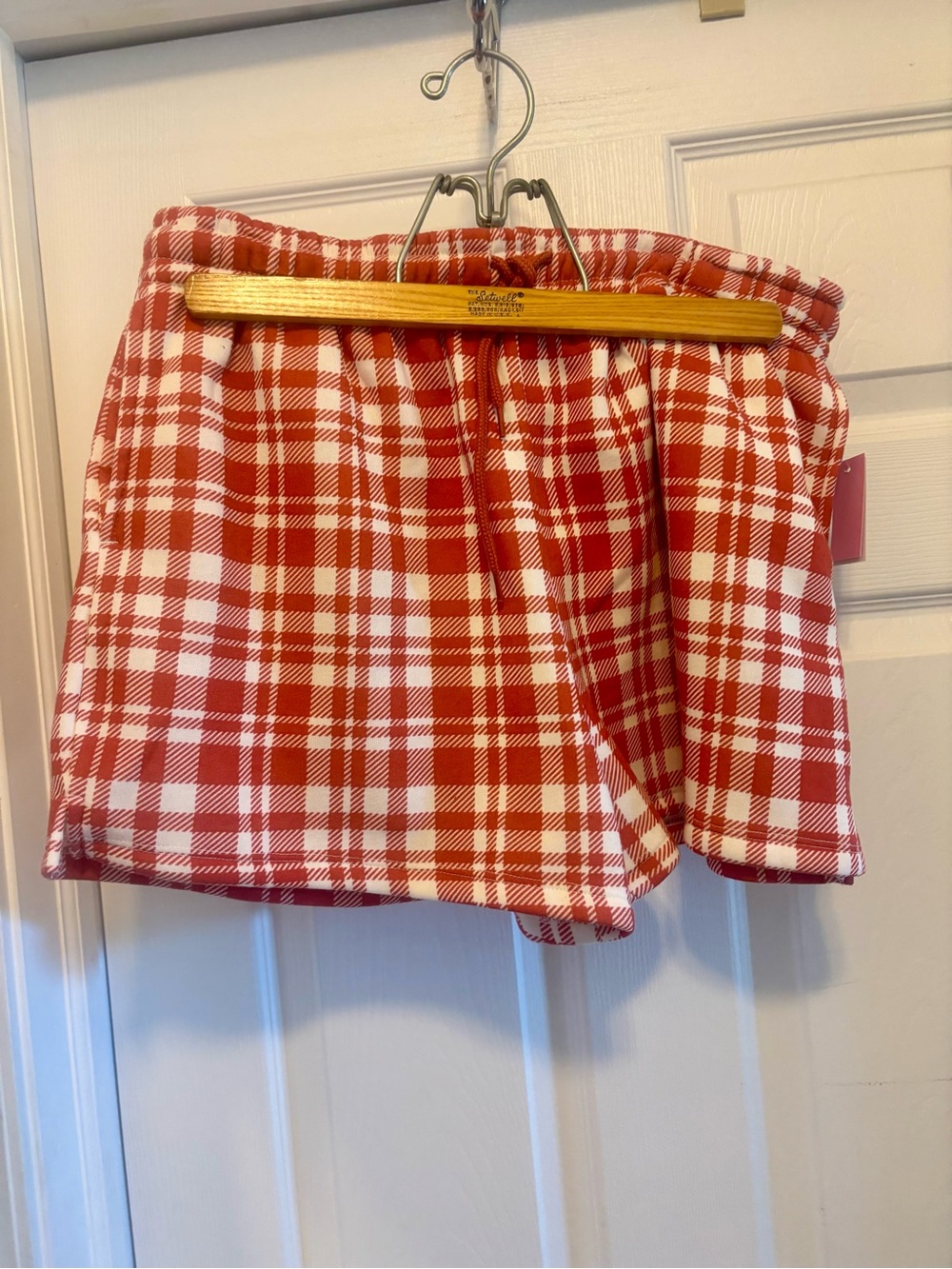 Mighty Fine Red and White Plaid Athletic Shorts